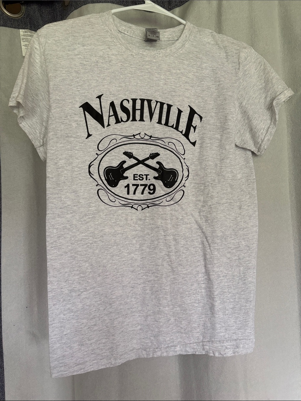 Gildan Light Gray Nashville Graphic Tee with Black Print